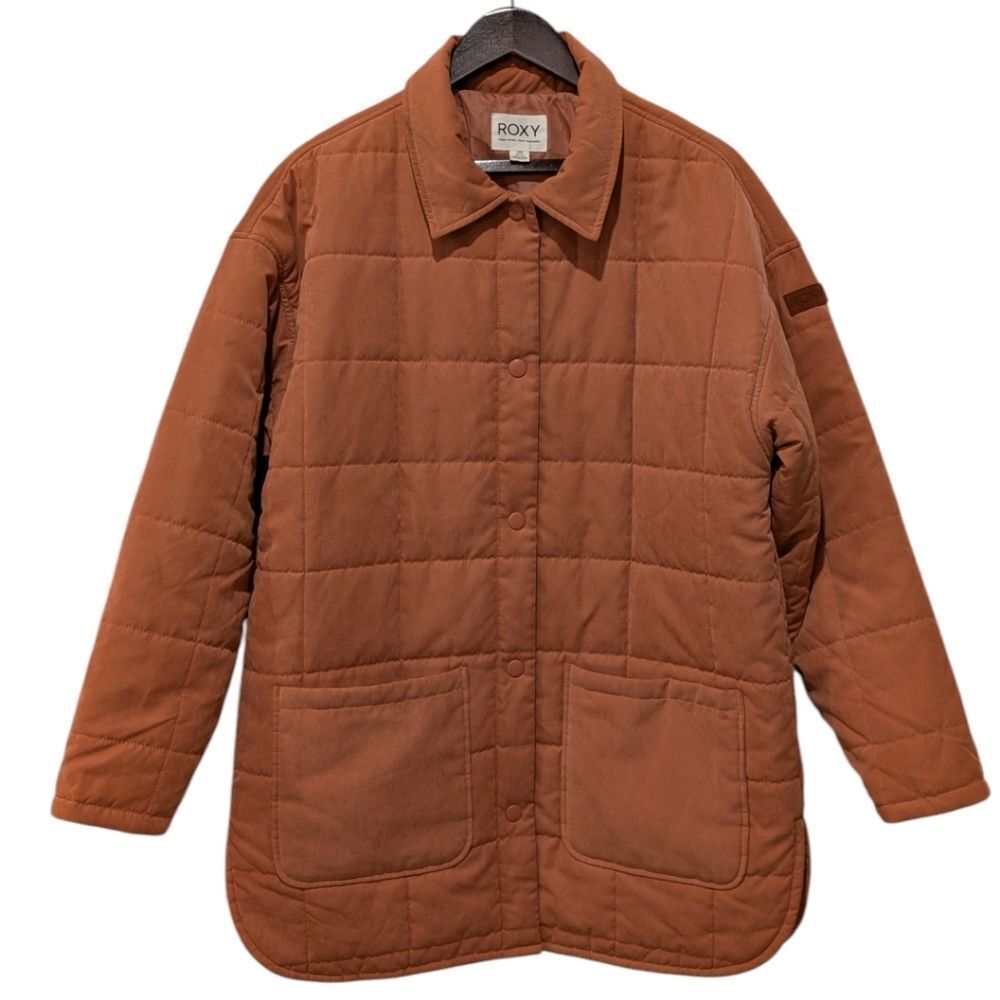 Roxy Quilted Snap-Front Shirt Jacket - Burnt Orange / Rust Size Large